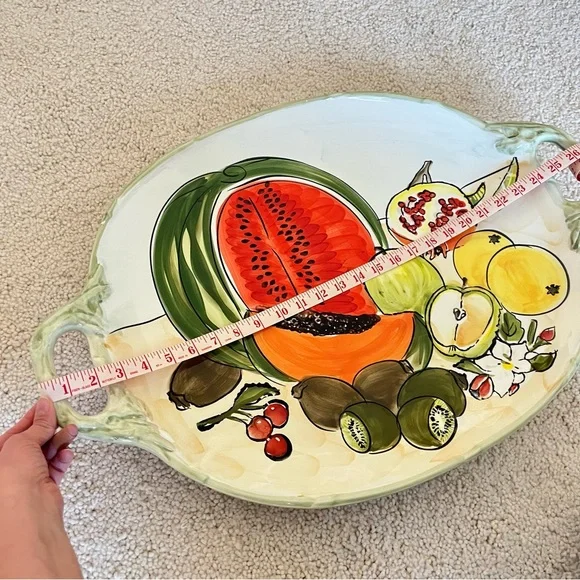 Vintage CWC Fruit Platter 26”x18” Ceramic Plate Made‎ in Italy EUC - Picture 3 of 9
